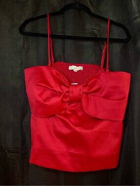LOFT NWT Red Satin Bow Front Cami Tank Top Size 10